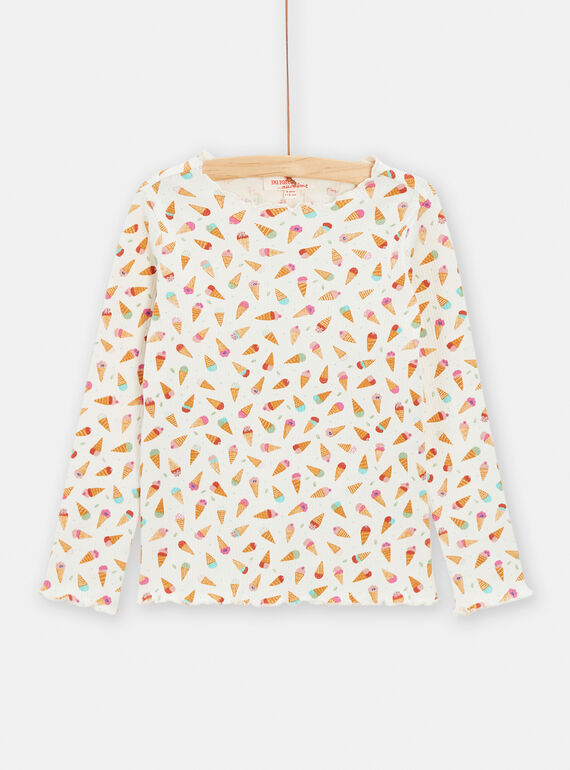 Camiseta blanca con estampado de helados para niña TAJOTEE3 / 24S901B1TML001