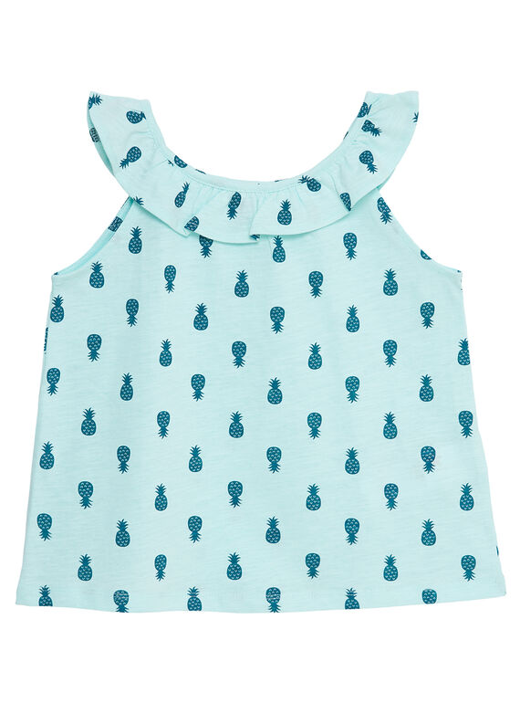 Camiseta de tirantes con cuello de volantes y estampado de piñas JAJODEB3 / 20S901T3D27219