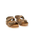 Sandalias de piel de color caqui RUNUKAKI / 23KK3861SLB604