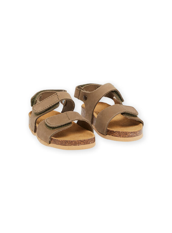 Sandalias de piel de color caqui RUNUKAKI / 23KK3861SLB604