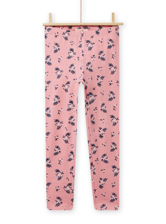 Leggings de color coral, negro y azul con estampado floral para niña NYAPALEG / 22SI0121CAL404