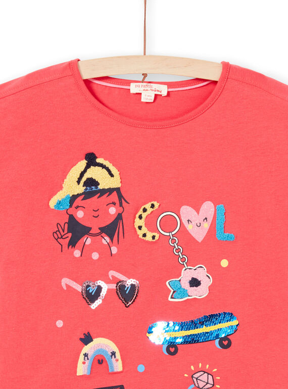 Camiseta de manga corta de color rojo para niña LAHATI1 / 21S901X1TMCF506