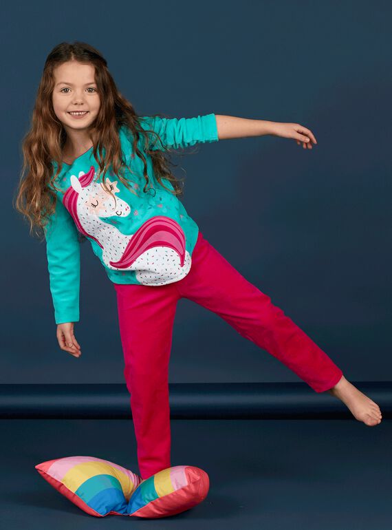 Pijama turquesa con estampado de unicornio para niña LEFAPYJLIC / 21SH1153PYJ209