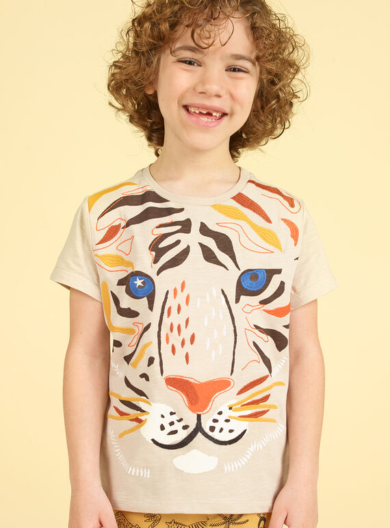 Camiseta de color topo con estampado de león para niño LOTERTI4 / 21S902V2TMC007