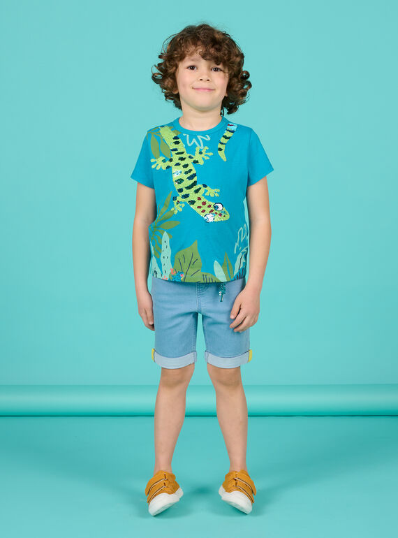 Bermudas de color vaquero claro y llavero de cocodrilo para niño NOHOBER2 / 22S902T4BERP272