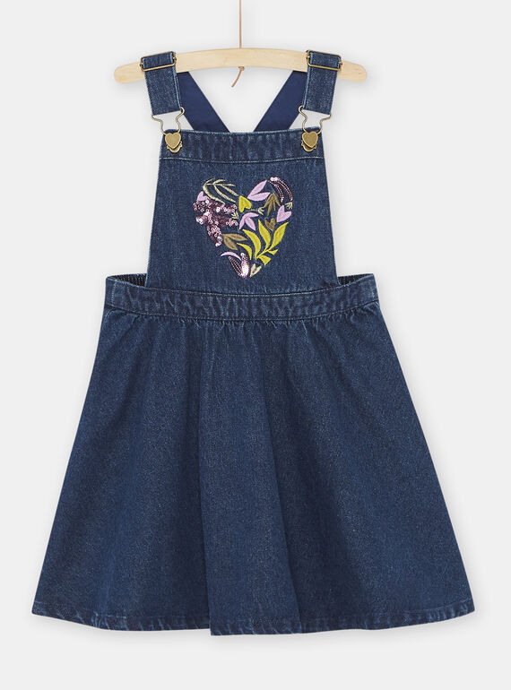 Vestido peto de color azul vestido vaquero para niña SAKYOROB2 / 23W901I2ROBK005