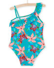 Bañador turquesa con estampado de flores RYAMER3 / 23SI01R5MAIC217