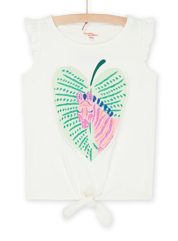 Camiseta blanca de manga corta avolantada RAEXODEB / 23S901V1DEB001