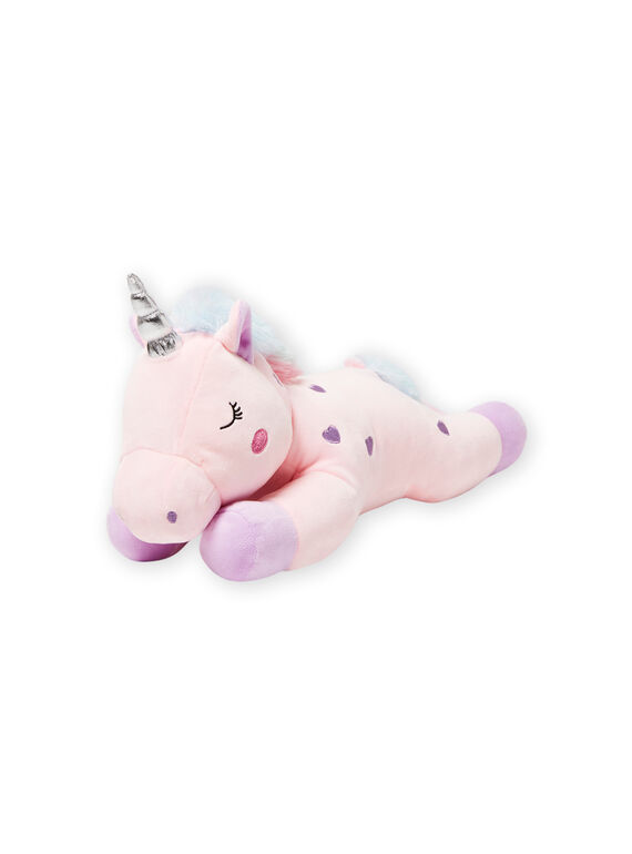 Peluche de unicornio rosa con corazones pequeños de color violeta. JLicorne rose / 20T8GF1BPE2099