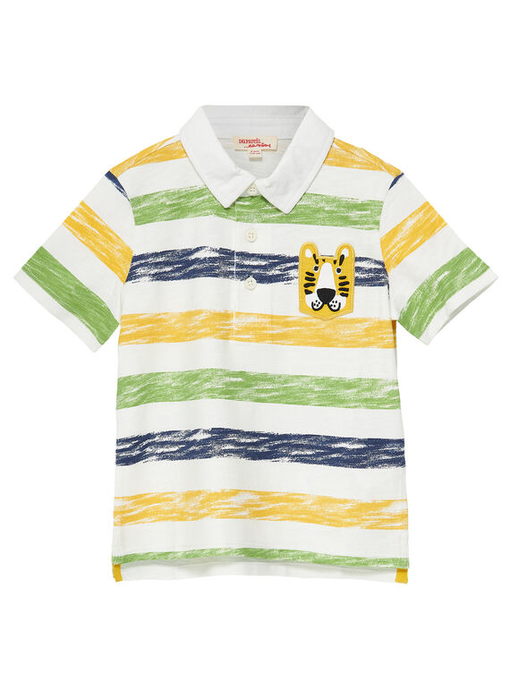 Polo de color crudo con rayas estampadas para niño JOTROPOL / 20S902F1POL001