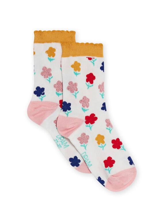 Calcetines de color crudo con estampado floral para niña NYALUCHO / 22SI01P1SOQ001