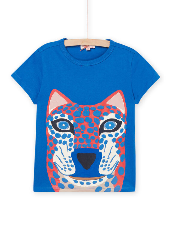 Camiseta azul con estampado de cara de leopardo RONAUTI2 / 23S902N2TMCC238