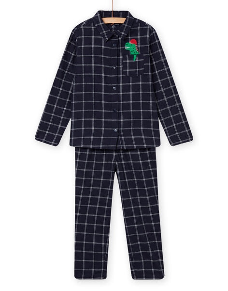 Pijama de cuadros y estampado de dinosaurio de Navidad para niño NEGOPYJFLA / 22SH12GAPYJ705