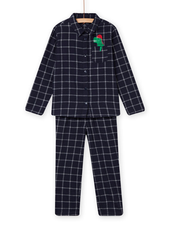 Pijama de cuadros y estampado de dinosaurio de Navidad para niño NEGOPYJFLA / 22SH12GAPYJ705