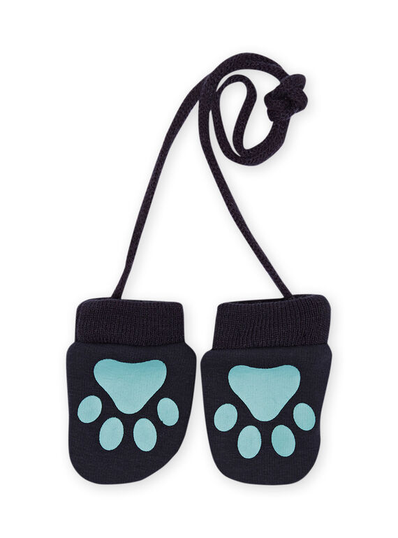 Manoplas azules de muletón para bebé niño MYUTUMOU / 21WI1051GANC234