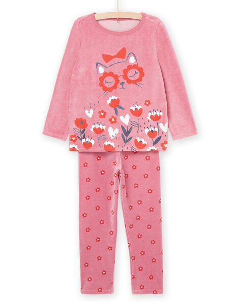 Pijama de jersey y pantalón con estampado flores y gatos PEFAPYJGLA / 22WH1124PYJD318