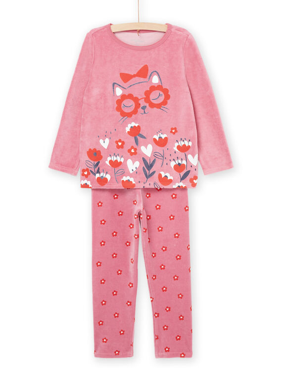 Pijama de jersey y pantalón con estampado flores y gatos PEFAPYJGLA / 22WH1124PYJD318