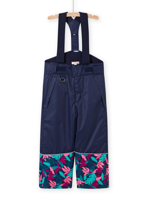 Pantalón de esquí azul marino con estampado de hojas para niña MASKIPANT / 21W901R1PTS070