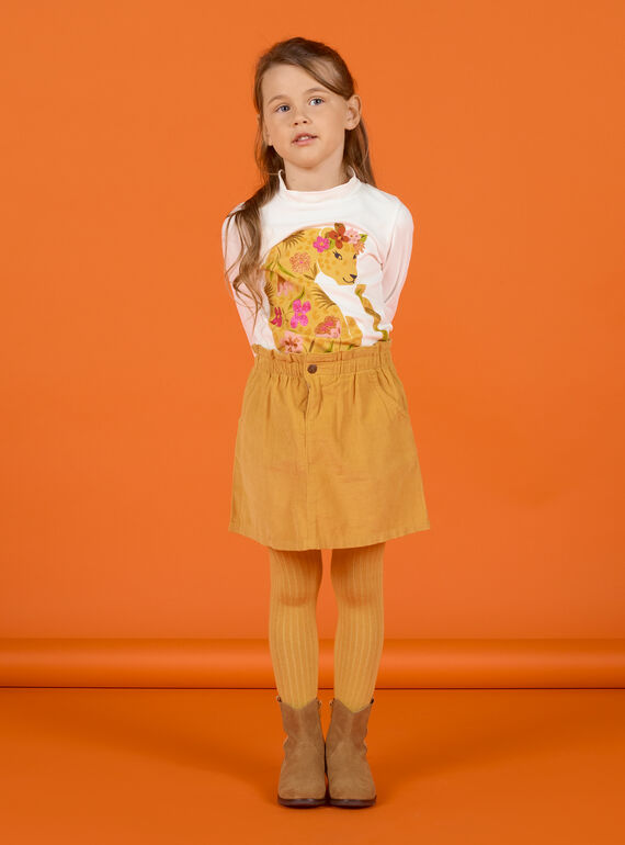 Falda paperbag amarilla de pana para niña MASAUJUP1 / 21W901P2JUPB107