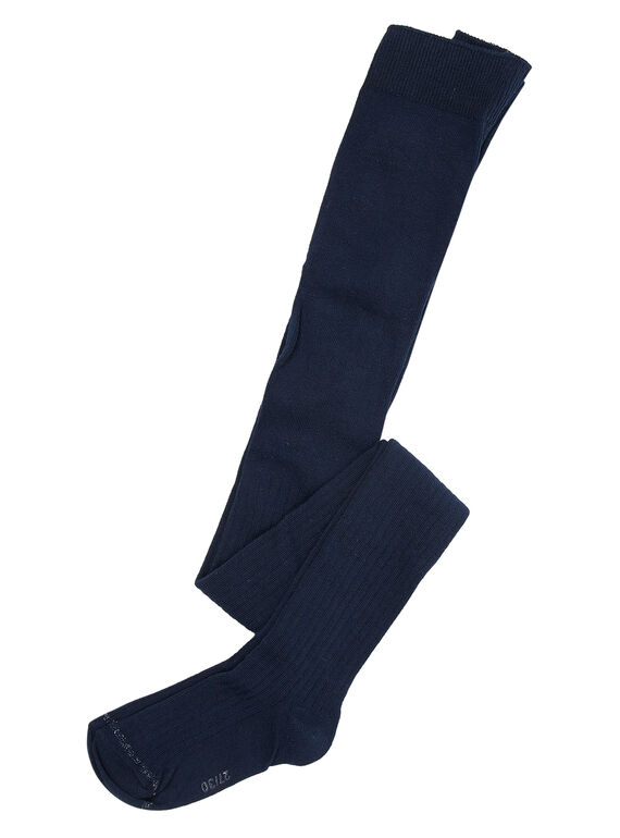 Leotardos de algodón y canalé de color azul marino para niña JYAESCOL1 / 20SI0163COL070
