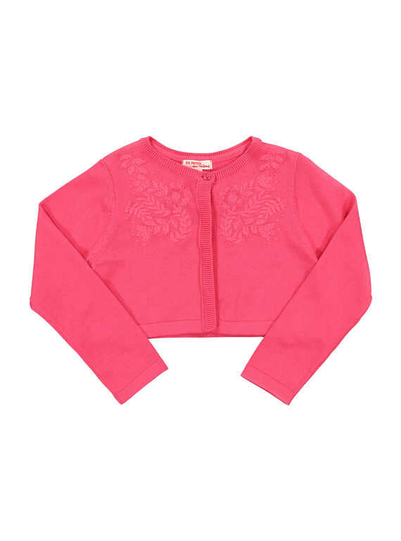 Cárdigan-bolero de color rosa para niña FACACAR2 / 19S901D2CAR302