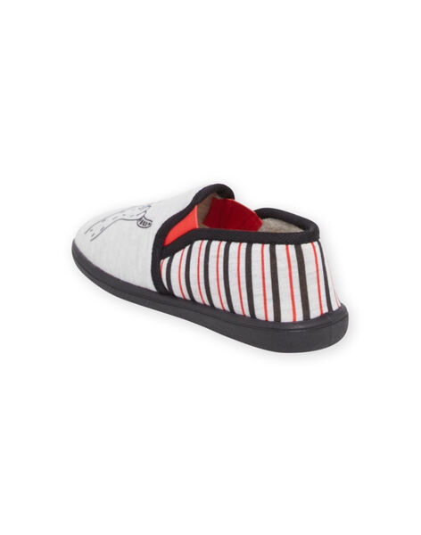 Zapatillas de casa gris jaspeado, negro y rojo para niño NOPANTCACHE / 22KK3621D0B943