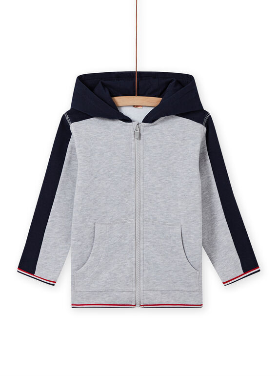 Sudadera de chándal con capucha de color gris y azul marino para niño MOJOJOH3 / 21W90211JGHJ922