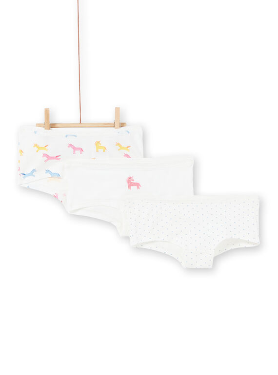 Pack de 3 shorties de color blanco, amarillo y rosa para niña LEFAHOTLIC / 21SH1121SHY001