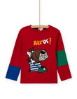 Camiseta roja con estampado de perro de fantasía para niño MOMIXTEE4 / 21W902J2TML505