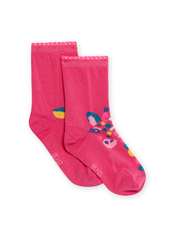 Calcetines rosa con estampado de jirafas para niña NYAGACHO / 22SI01O1SOQ313