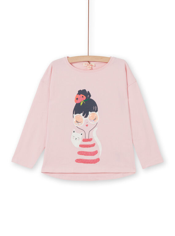 Camiseta de manga larga con estampado de niña y gato LAROUTEE1 / 21S901K1TMLD326