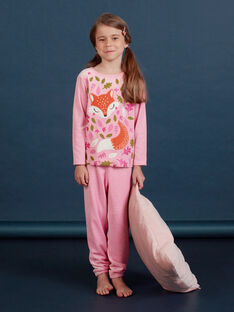 Pijama rosa de terciopelo con estampado de zorro para niña MEFAPYJCLA / 21WH1196PYJ313