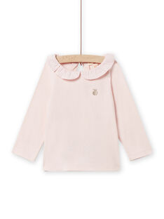 Camiseta rosa empolvado con cuello avolantado para bebé niña NIJOBRA2 / 22SG0973BRAD327