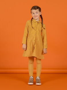 Vestido amarillo de terciopelo con estampado de fantasía para niña MASAUROB3 / 21W901P1ROBB107