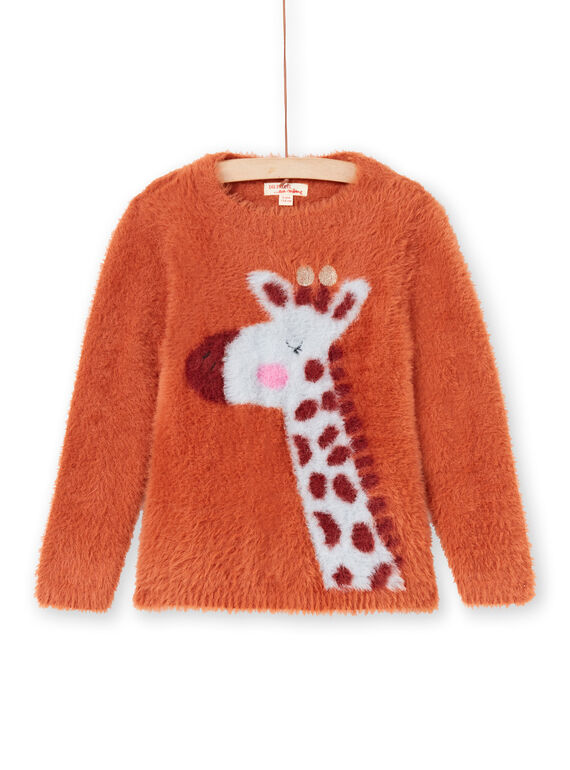 Jersey de manga larga de color caramelo con estampado de jirafa para niña MACOMPULL / 21W901L1PUL420