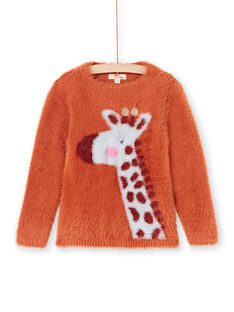 Jersey de manga larga de color caramelo con estampado de jirafa para niña MACOMPULL / 21W901L1PUL420