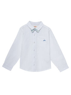 Camisa de lino de color blanco con pajarita extraíble para niño JOPOECHEM / 20S902G2CHM000