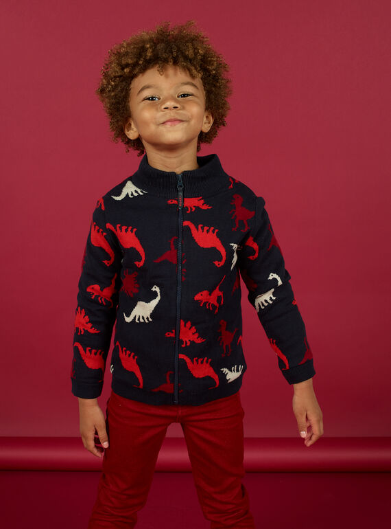 Cárdigan con cremallera de punto jacquard para niño MOFUNGIL1 / 21W902M2GILC234