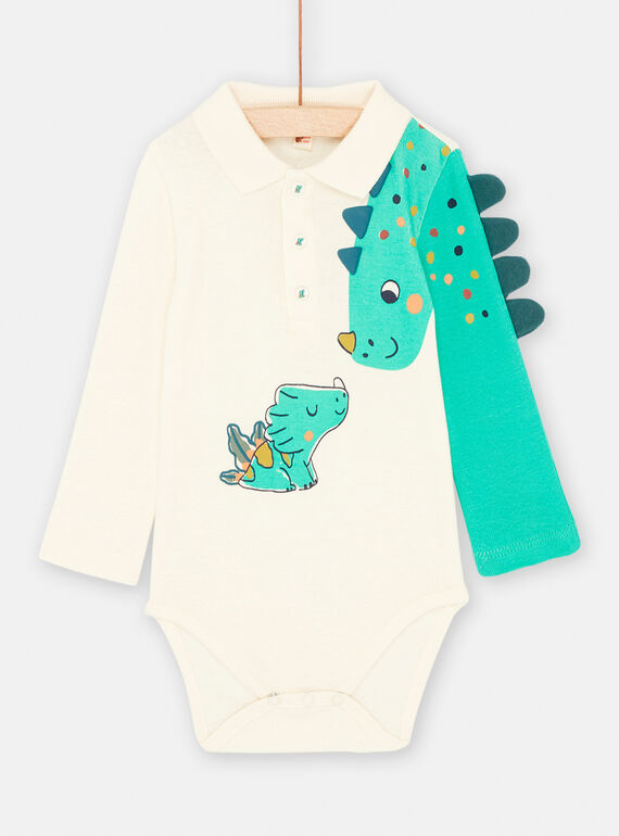 Body blanco y turquesa con dibujo de dinosaurios para bebé niño SUVERBOD / 23WG10J1BOD005