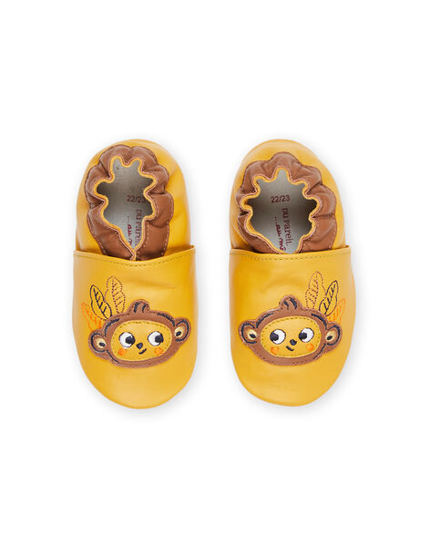 Patucos de piel de color amarillo con parche de mono RUCHOSMONK / 23KK3843D3S010