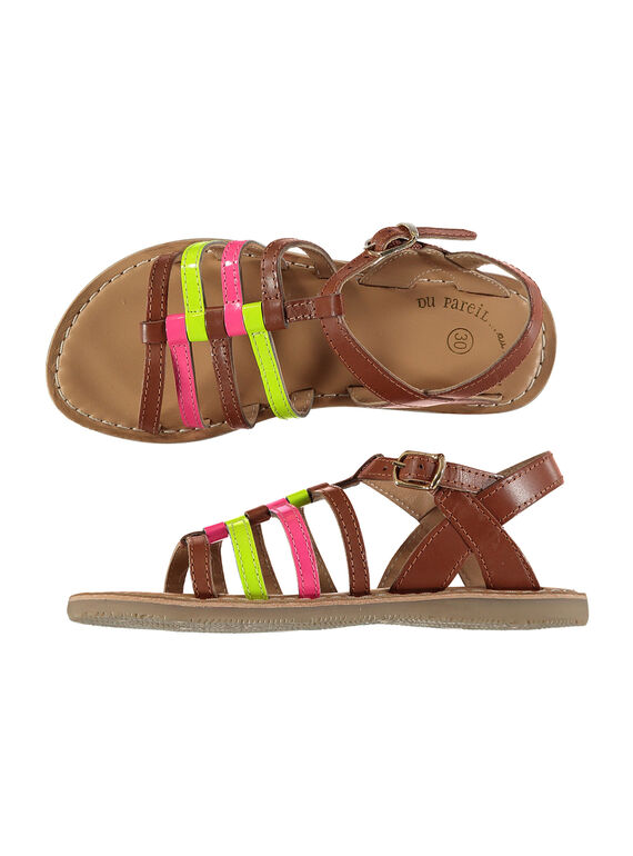 Sandalias de piel fluorescente para niña FFSANDVIA / 19SK35C7D0E030