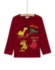 Camiseta de manga larga de color rojo burdeos con estampado de dinosaurios para niño MOFUNTEE3 / 21W902M2TML511