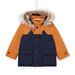 Parka bicolor con capucha con terminación de pelo artificial con chaqueta interior