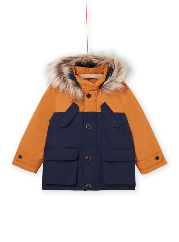 Parka bicolor con capucha con terminación de pelo artificial con chaqueta interior POGROPAR2 / 22W902F1PAR804