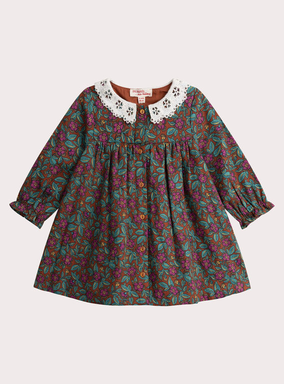 Vestido de manga larga con estampado floral para niña VIBAROB2 / 24WG09Q2ROB821