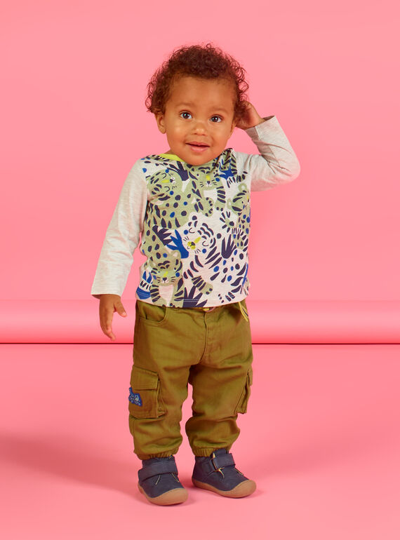 Pantalón cargo de color caqui con estampado de tigre para bebé niño MUKAPAN3 / 21WG10I3PAN604