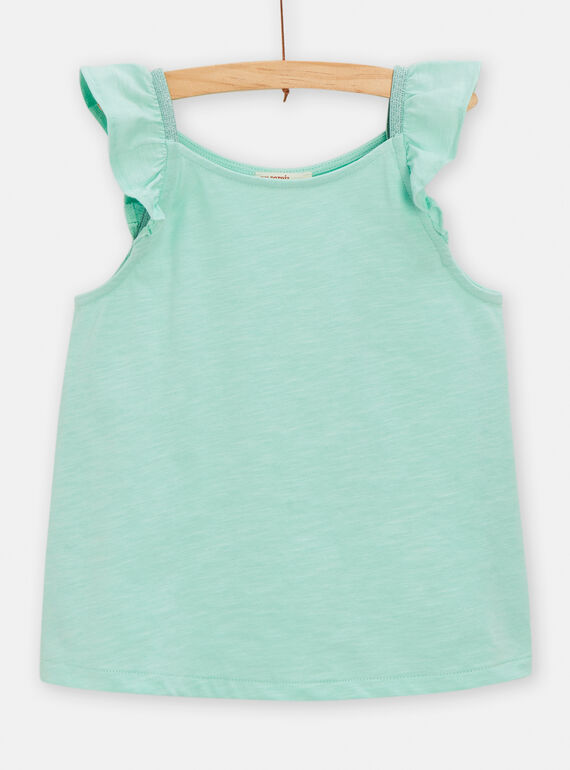 Camiseta de tirantes verde avolantada para niña TAJODEB1 / 24S901D2DEBC215