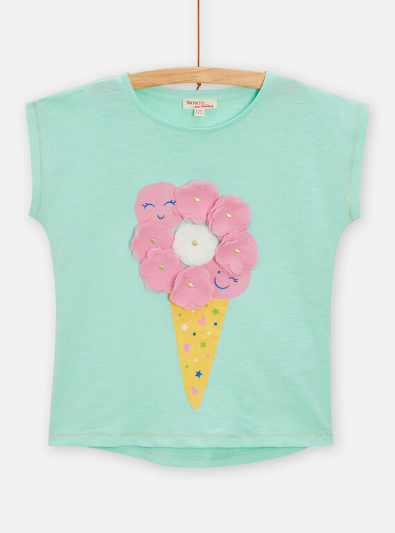 Camiseta verde agua con dibujo de helado para niña TARYTI2 / 24S901U1TMCC215
