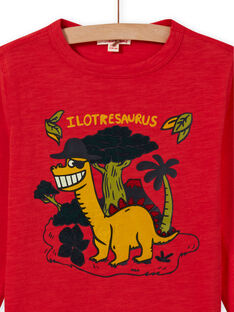 Camiseta de manga larga de color rojo con estampado de dinosaurios para niño MOFUNTEE2 / 21W902M3TMLF505