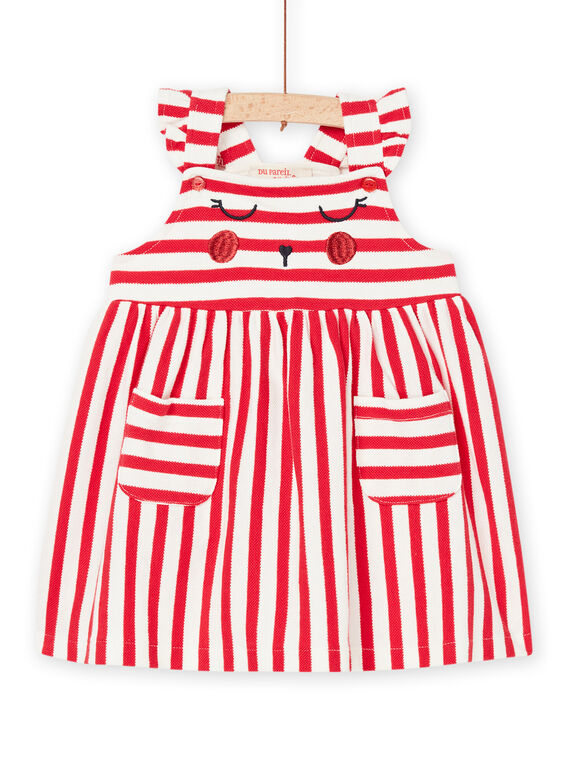 Vestido sin mangas de color crudo con estampado de rayas RINAUROB2 / 23SG09N1ROB001